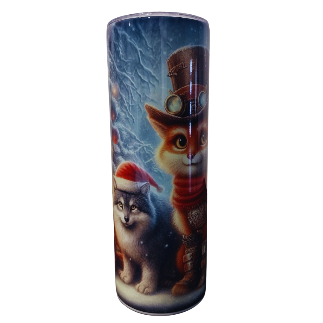 Vaso Steampunk navideño - Edición limitada de El Gato con Botas y el Husky de Papá Noel