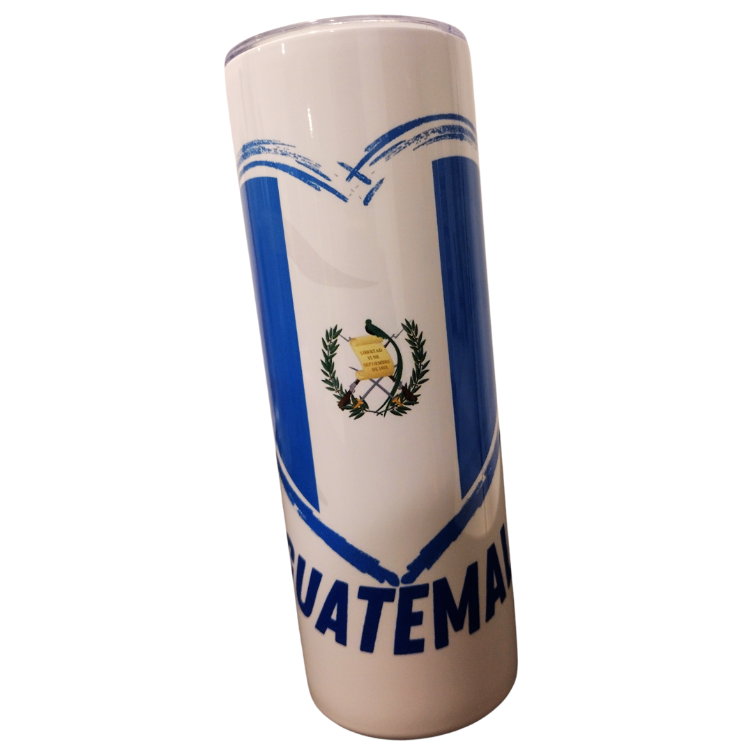 20oz Stainless Steel Tumbler with Guatemalan Flag in Heart - Unique Patriotic Design