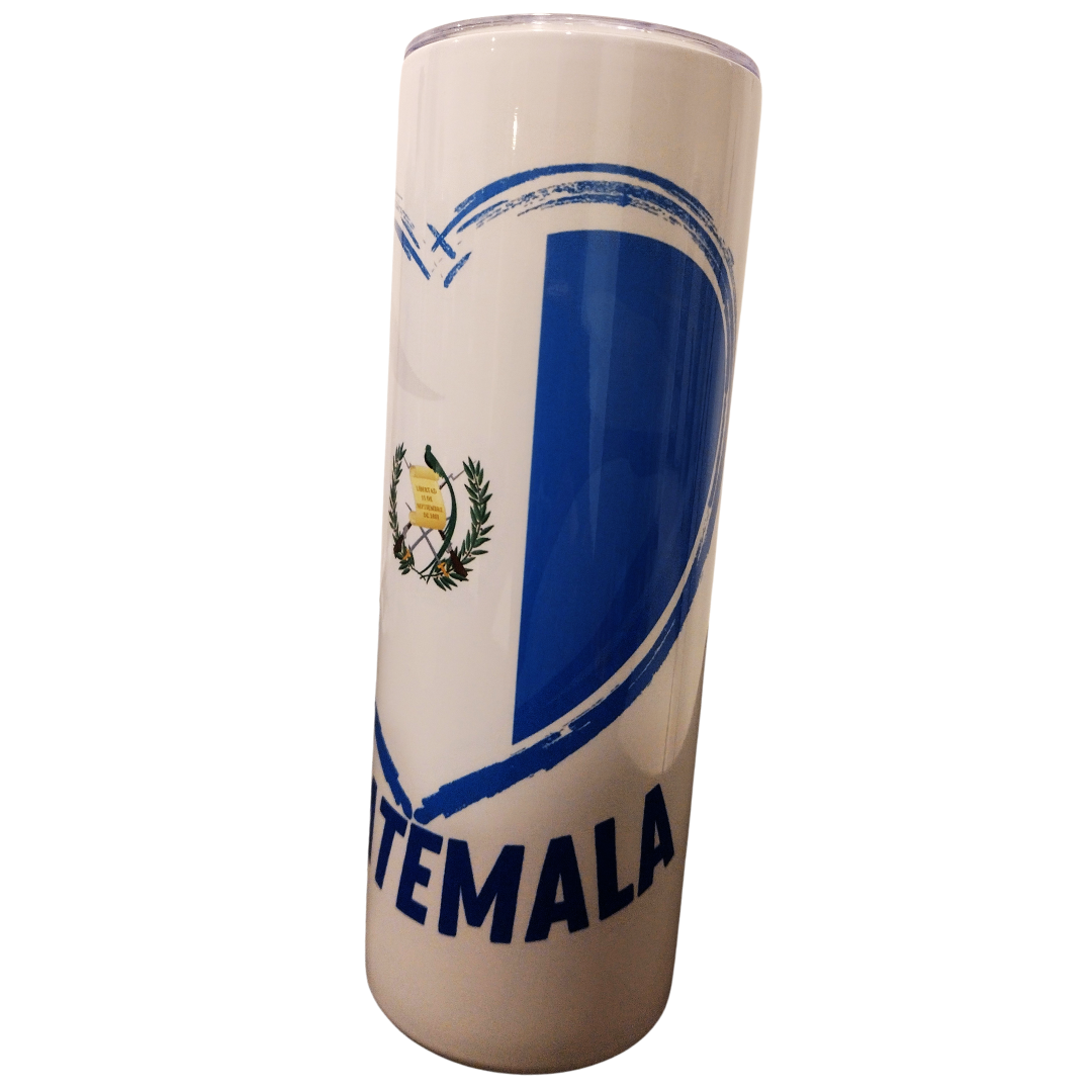 20oz Stainless Steel Tumbler with Guatemalan Flag in Heart - Unique Patriotic Design
