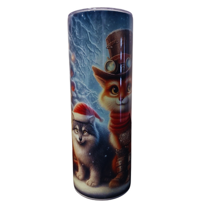 Vaso Steampunk navideño - Edición limitada de El Gato con Botas y el Husky de Papá Noel