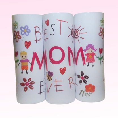 Vaso de acero inoxidable de 20 oz - Diseño "La mejor mamá del mundo" 🌸 Regalo perfecto para el Día de la Madre | Mantiene las bebidas frías y calientes