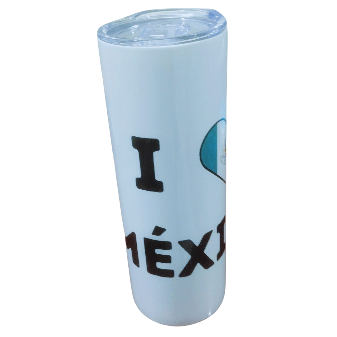 20oz Stainless Steel Tumbler - "I ❤️ México" Design with Mexican Flag | Mexican Pride