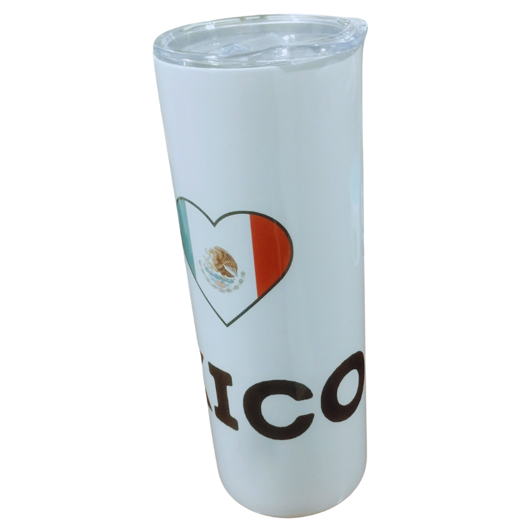 20oz Stainless Steel Tumbler - "I ❤️ México" Design with Mexican Flag | Mexican Pride