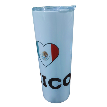 20oz Stainless Steel Tumbler - "I ❤️ México" Design with Mexican Flag | Mexican Pride