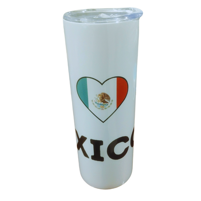 20oz Stainless Steel Tumbler - "I ❤️ México" Design with Mexican Flag | Mexican Pride
