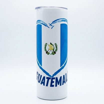 Heart-shaped Guatemala flag printed on insulated tumbler