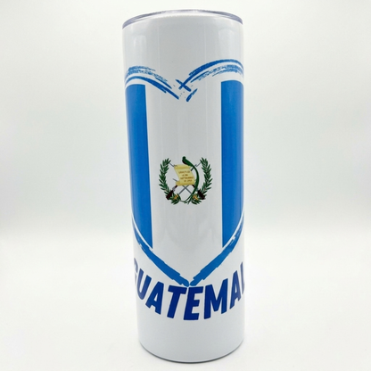 Heart-shaped Guatemala flag printed on insulated tumbler